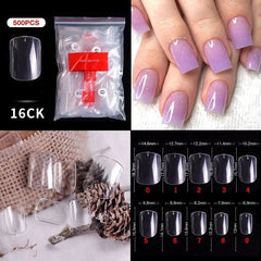 500pcs Natural Clear False Acrylic Nail Tips - Full/Half Cover Tips - Gadget and Glam Shop