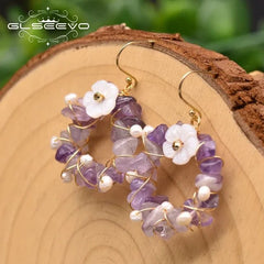 Amethyst Glow: Luxe Elegance with Freshwater Pearls Earrings - Gadget and Glam Shop