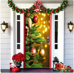 Christmas Forest Background Fabric Door Hanging for Christmas Party Decoration - Gadget and Glam Shop