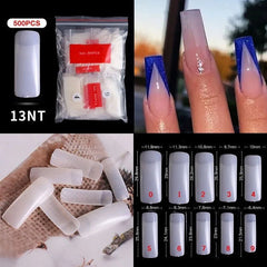 500pcs Natural Clear False Acrylic Nail Tips - Full/Half Cover Tips - Gadget and Glam Shop