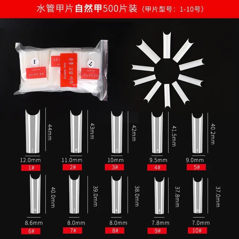 500/100pcs Extra Long C Curve Nail Tips Half Cover French False Nails - Gadget and Glam Shop