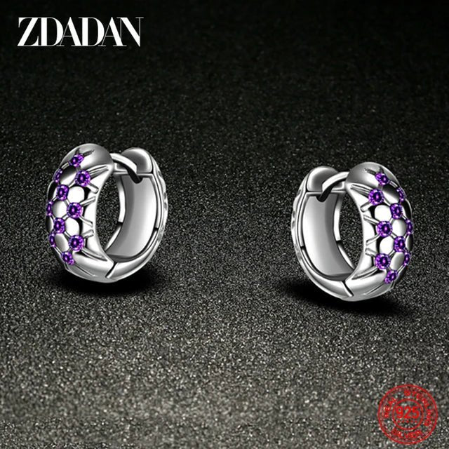 Chic Contrast: 925 Sterling Silver Black Hoop Earrings with Amethyst for Women - Gadget and Glam Shop