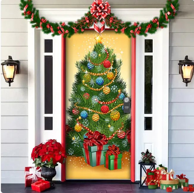 Christmas Forest Background Fabric Door Hanging for Christmas Party Decoration - Gadget and Glam Shop