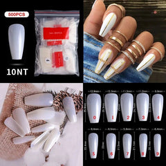 500pcs Natural Clear False Acrylic Nail Tips - Full/Half Cover Tips - Gadget and Glam Shop