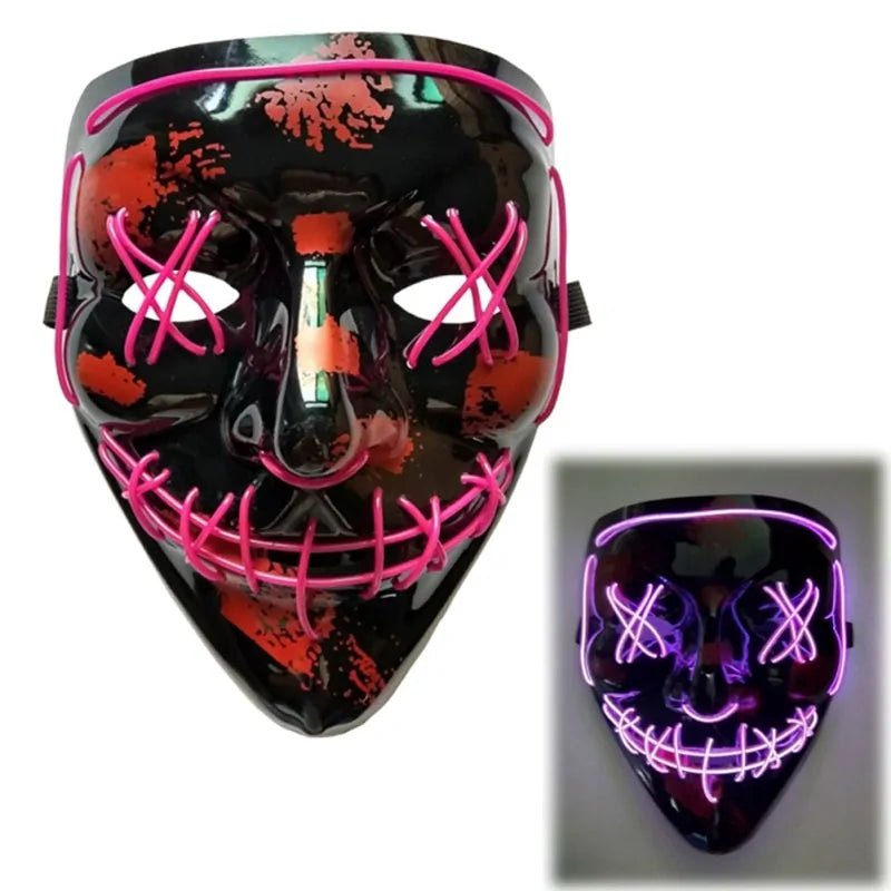 LED Purge Mask: Halloween Costume DJ Party Light Up Glow - in - the - Dark Masks (10 Colors) - Gadget and Glam Shop