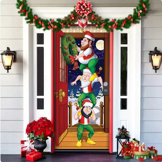 Christmas Forest Background Fabric Door Hanging for Christmas Party Decoration - Gadget and Glam Shop