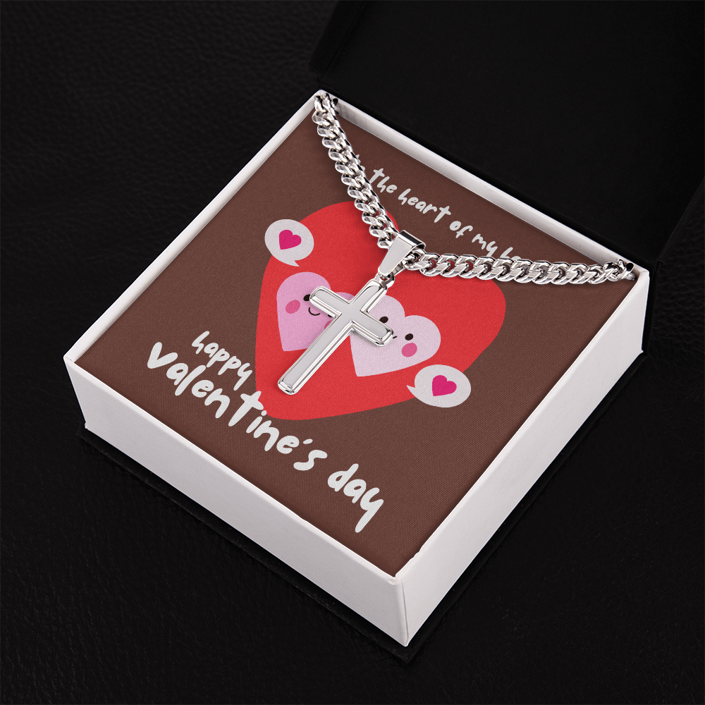 Faithful Love: Valentine's Day Cuban Link Chain with Engraved Artisan Cross - Gadget and Glam Shop