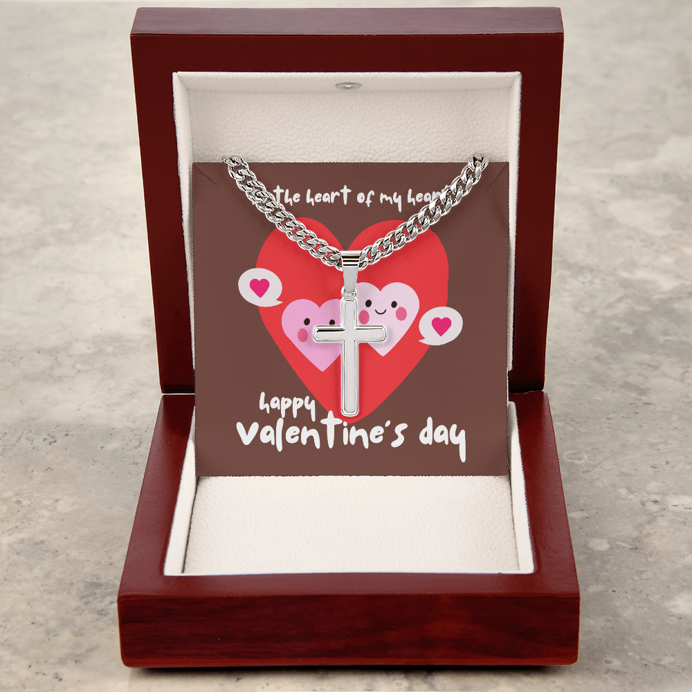 Faithful Love: Valentine's Day Cuban Link Chain with Engraved Artisan Cross - Gadget and Glam Shop