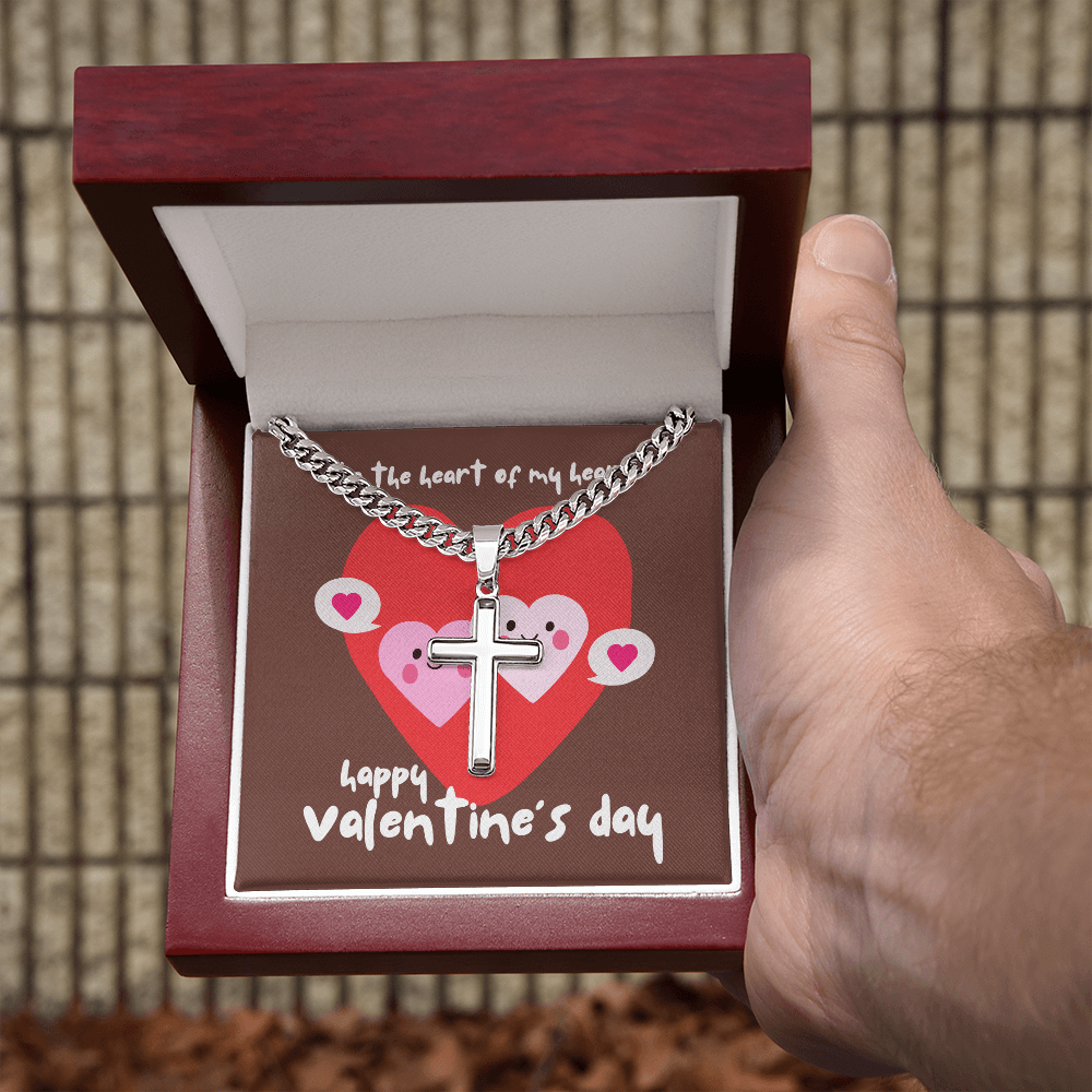 Faithful Love: Valentine's Day Cuban Link Chain with Engraved Artisan Cross - Gadget and Glam Shop