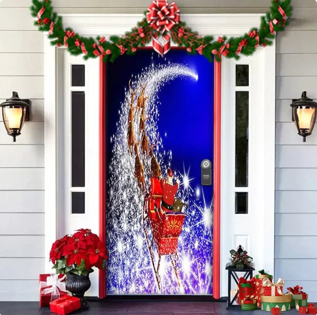 Christmas Forest Background Fabric Door Hanging for Christmas Party Decoration - Gadget and Glam Shop