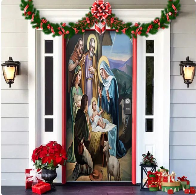 Christmas Forest Background Fabric Door Hanging for Christmas Party Decoration - Gadget and Glam Shop