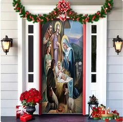 Christmas Forest Background Fabric Door Hanging for Christmas Party Decoration - Gadget and Glam Shop