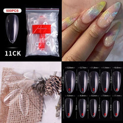 500pcs Natural Clear False Acrylic Nail Tips - Full/Half Cover Tips - Gadget and Glam Shop