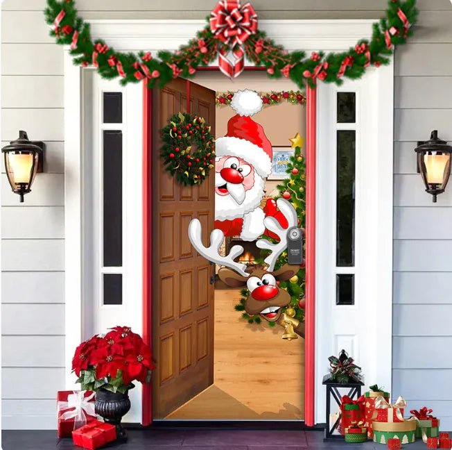 Christmas Forest Background Fabric Door Hanging for Christmas Party Decoration - Gadget and Glam Shop