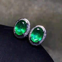 High - end Fine Jewelry Natural Emerald Earrings For Women Real 925 Silver Women Stud Earrings Support Test Party Gift Birthstone - Gadget and Glam Shop
