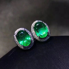 High - end Fine Jewelry Natural Emerald Earrings For Women Real 925 Silver Women Stud Earrings Support Test Party Gift Birthstone - Gadget and Glam Shop