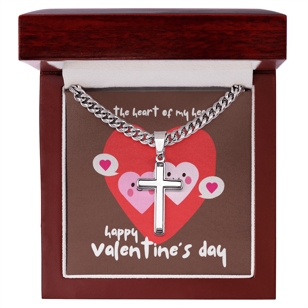 Faithful Love: Valentine's Day Cuban Link Chain with Engraved Artisan Cross - Gadget and Glam Shop