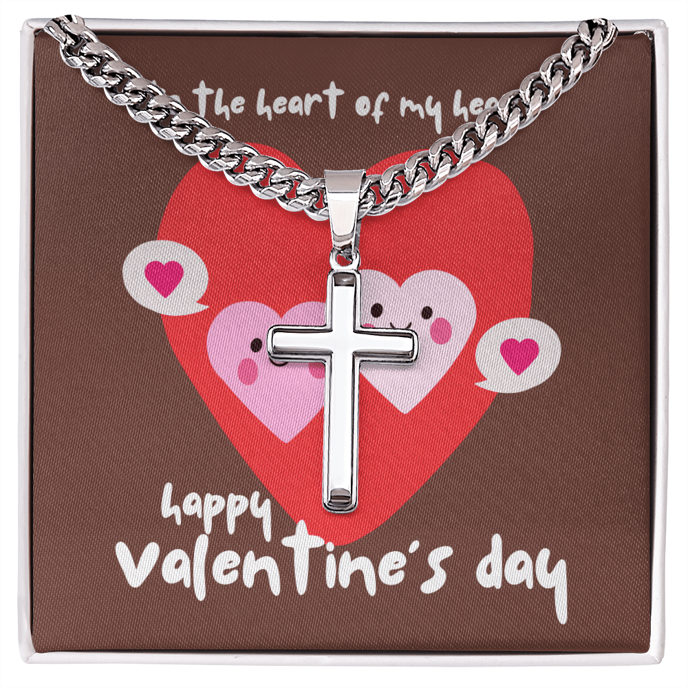 Faithful Love: Valentine's Day Cuban Link Chain with Engraved Artisan Cross - Gadget and Glam Shop