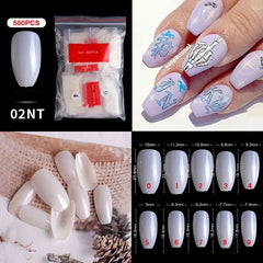 500pcs Natural Clear False Acrylic Nail Tips - Full/Half Cover Tips - Gadget and Glam Shop