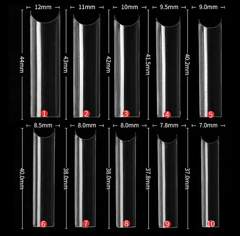 500/100pcs Extra Long C Curve Nail Tips Half Cover French False Nails - Gadget and Glam Shop