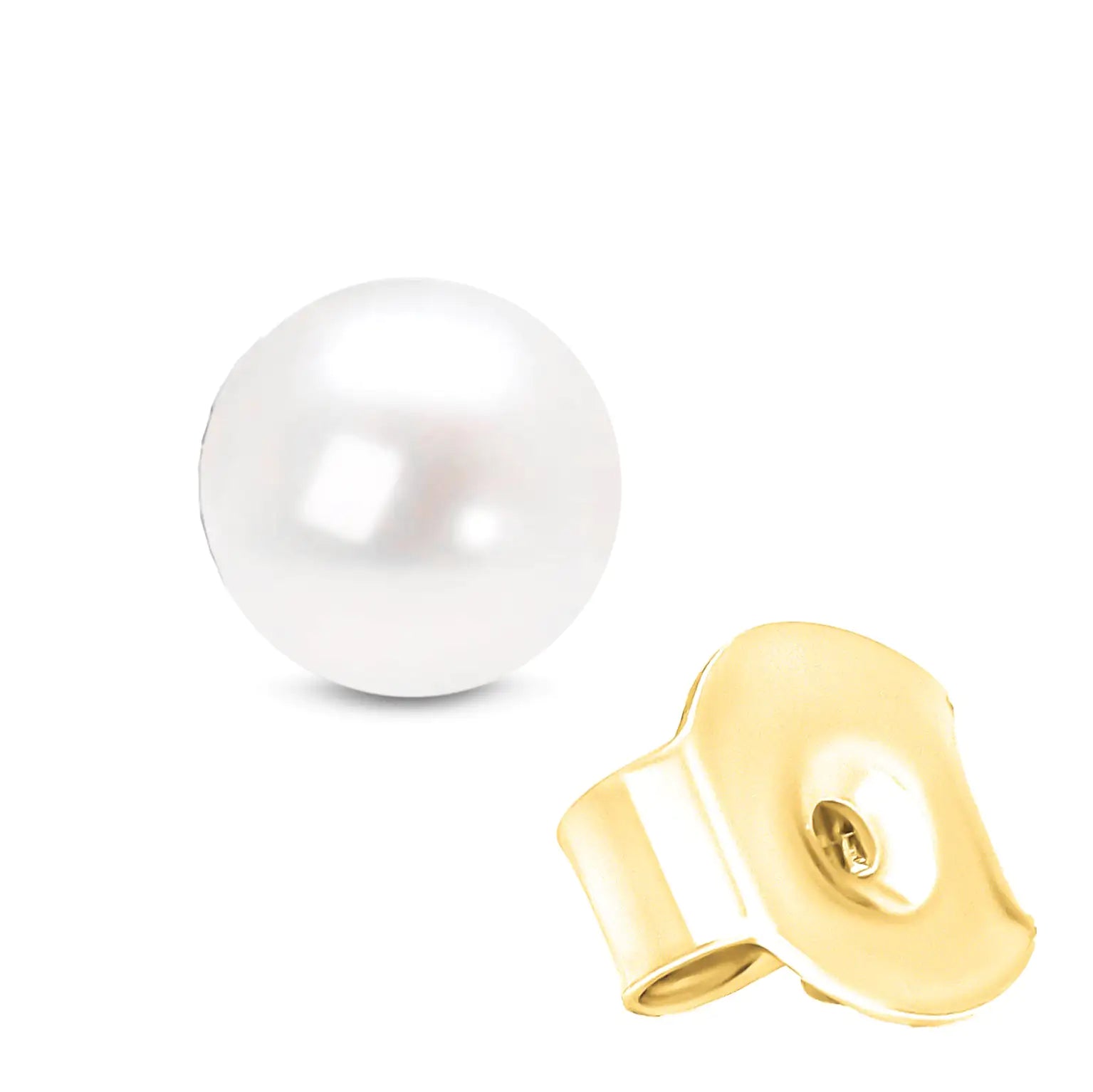 14K Gold Round White Saltwater Akoya Cultured Pearl Stud Earrings AAA+ Quality - Choice of Size - Gadget and Glam Shop