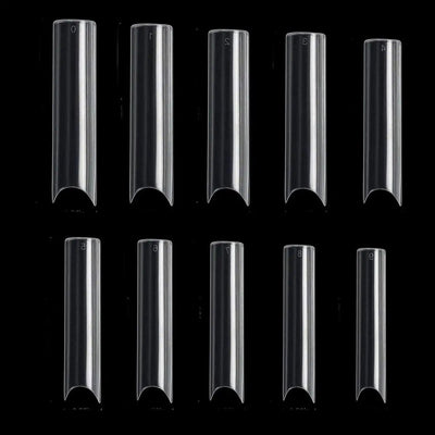 500/100pcs Extra Long C Curve Nail Tips Half Cover French False Nails - Gadget and Glam Shop