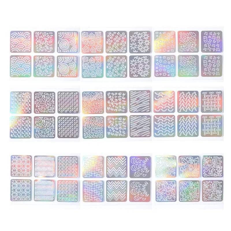 24 Sheets DIY Nail Art Sticker Set: 3D Laser, Hollow Design - Gadget and Glam Shop