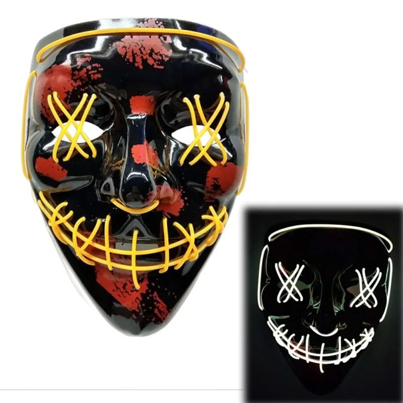 LED Purge Mask: Halloween Costume DJ Party Light Up Glow - in - the - Dark Masks (10 Colors) - Gadget and Glam Shop