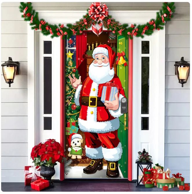 Christmas Forest Background Fabric Door Hanging for Christmas Party Decoration - Gadget and Glam Shop