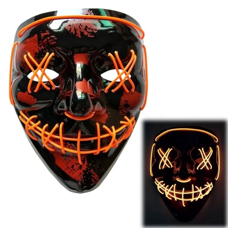 LED Purge Mask: Halloween Costume DJ Party Light Up Glow - in - the - Dark Masks (10 Colors) - Gadget and Glam Shop