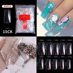 500pcs Natural Clear False Acrylic Nail Tips - Full/Half Cover Tips - Gadget and Glam Shop