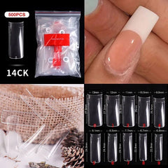 500pcs Natural Clear False Acrylic Nail Tips - Full/Half Cover Tips - Gadget and Glam Shop