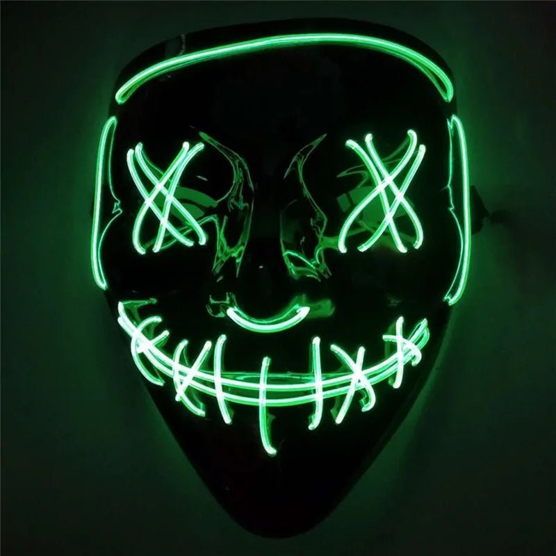 LED Purge Mask: Halloween Costume DJ Party Light Up Glow - in - the - Dark Masks (10 Colors) - Gadget and Glam Shop