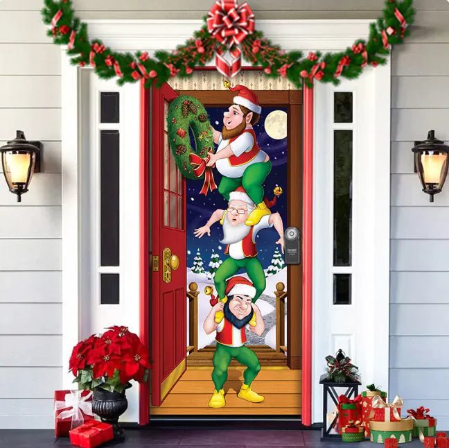 Christmas Forest Background Fabric Door Hanging for Christmas Party Decoration - Gadget and Glam Shop