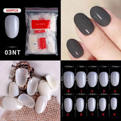 500pcs Natural Clear False Acrylic Nail Tips - Full/Half Cover Tips - Gadget and Glam Shop