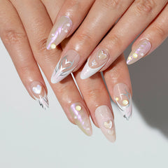 24Pcs Short Round Head Almond Fake Nails with Flowers Grass Pattern Wearable False Nails Tips Summer Full Cover Press on Nails - Gadget and Glam Shop
