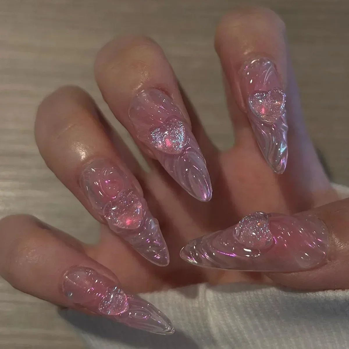 24Pcs Short Round Head Almond Fake Nails with Flowers Grass Pattern Wearable False Nails Tips Summer Full Cover Press on Nails - Gadget and Glam Shop