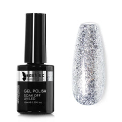 Beautilux Platinum Nail Gel Polish Silver Glitter Flakes Nails Art Gels Polish UV LED Semi Permanent Winter Nail Varnish 10ml - Gadget and Glam Shop