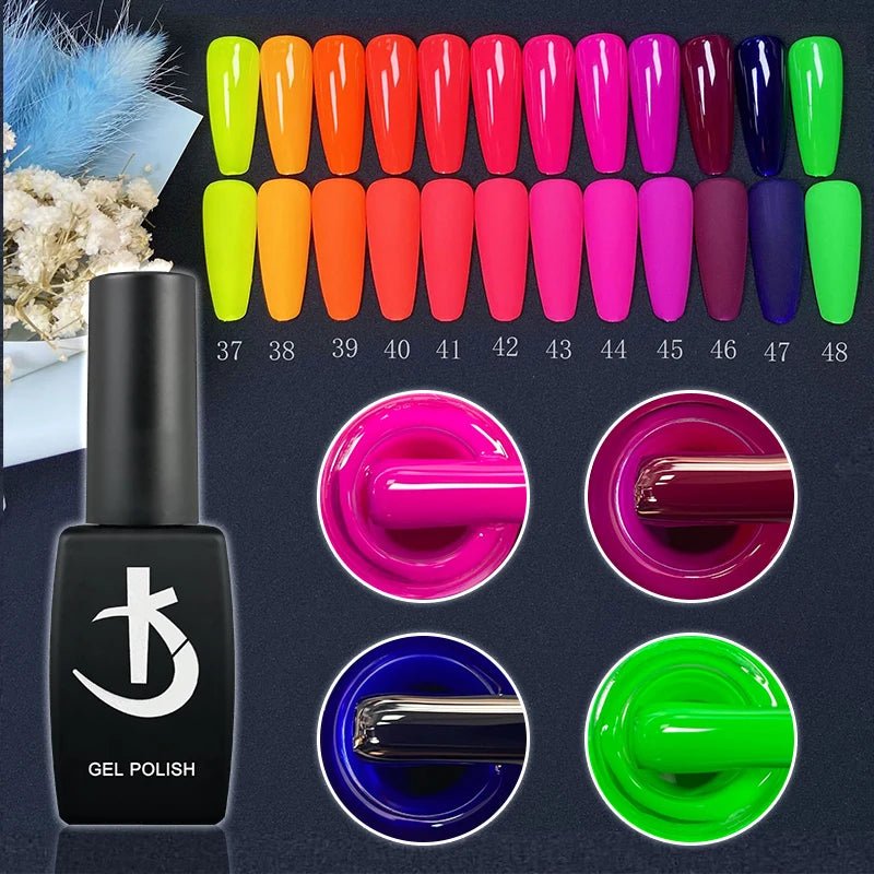 KODI JYJ Neon Gel Polish for Nails Semi - permanent Florescent Varnish Manicure 12ml uv led Enamel Fluorescence Hybrid Nail Polish - Gadget and Glam Shop