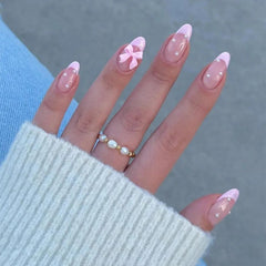 24Pcs Short Round Head Almond Fake Nails with Flowers Grass Pattern Wearable False Nails Tips Summer Full Cover Press on Nails - Gadget and Glam Shop