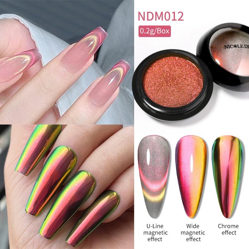 Blue Reflective Cat Magnetic Nail Powder Glitter Nail Art Gel Polishing Chrome Pigment Dust Metallic Chameleon Effect Decoration - Gadget and Glam Shop