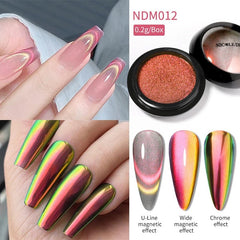 Blue Reflective Cat Magnetic Nail Powder Glitter Nail Art Gel Polishing Chrome Pigment Dust Metallic Chameleon Effect Decoration - Gadget and Glam Shop