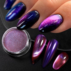 Blue Reflective Cat Magnetic Nail Powder Glitter Nail Art Gel Polishing Chrome Pigment Dust Metallic Chameleon Effect Decoration - Gadget and Glam Shop