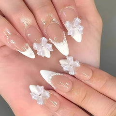 24Pcs Short Round Head Almond Fake Nails with Flowers Grass Pattern Wearable False Nails Tips Summer Full Cover Press on Nails - Gadget and Glam Shop