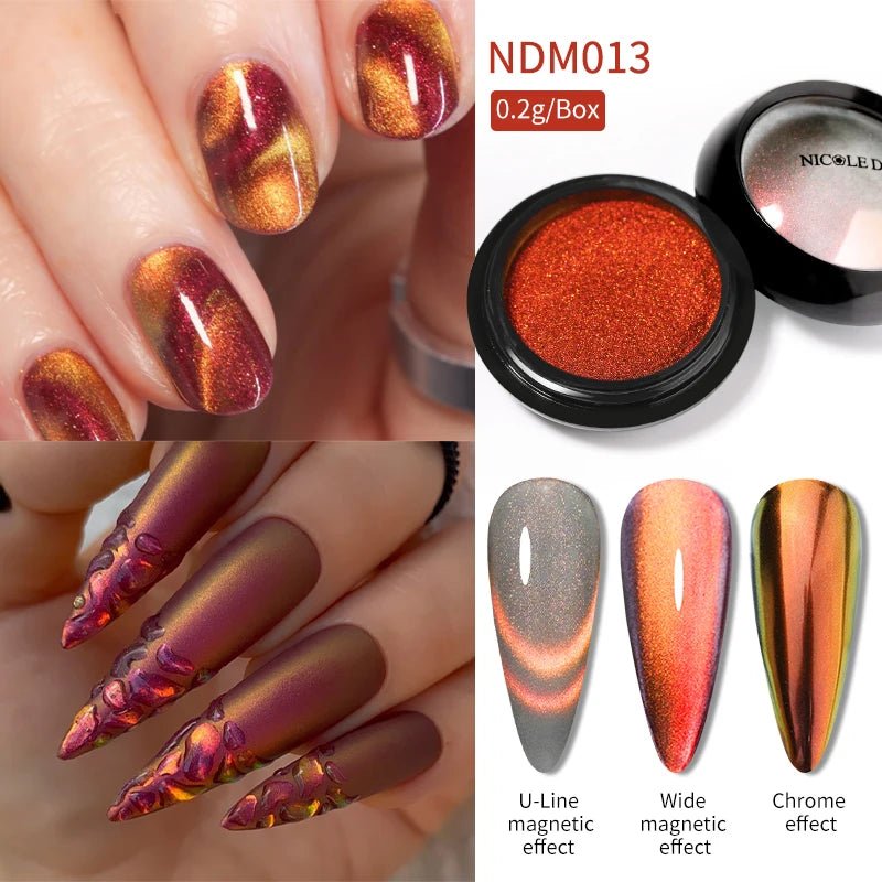 Blue Reflective Cat Magnetic Nail Powder Glitter Nail Art Gel Polishing Chrome Pigment Dust Metallic Chameleon Effect Decoration - Gadget and Glam Shop