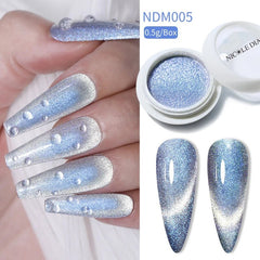 Blue Reflective Cat Magnetic Nail Powder Glitter Nail Art Gel Polishing Chrome Pigment Dust Metallic Chameleon Effect Decoration - Gadget and Glam Shop