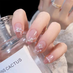 24Pcs Full Cover Fake Nails with 3D White Flower Design Full Cover Press on Fingernails Tips Coffin Head Glitter Red False Nails - Gadget and Glam Shop