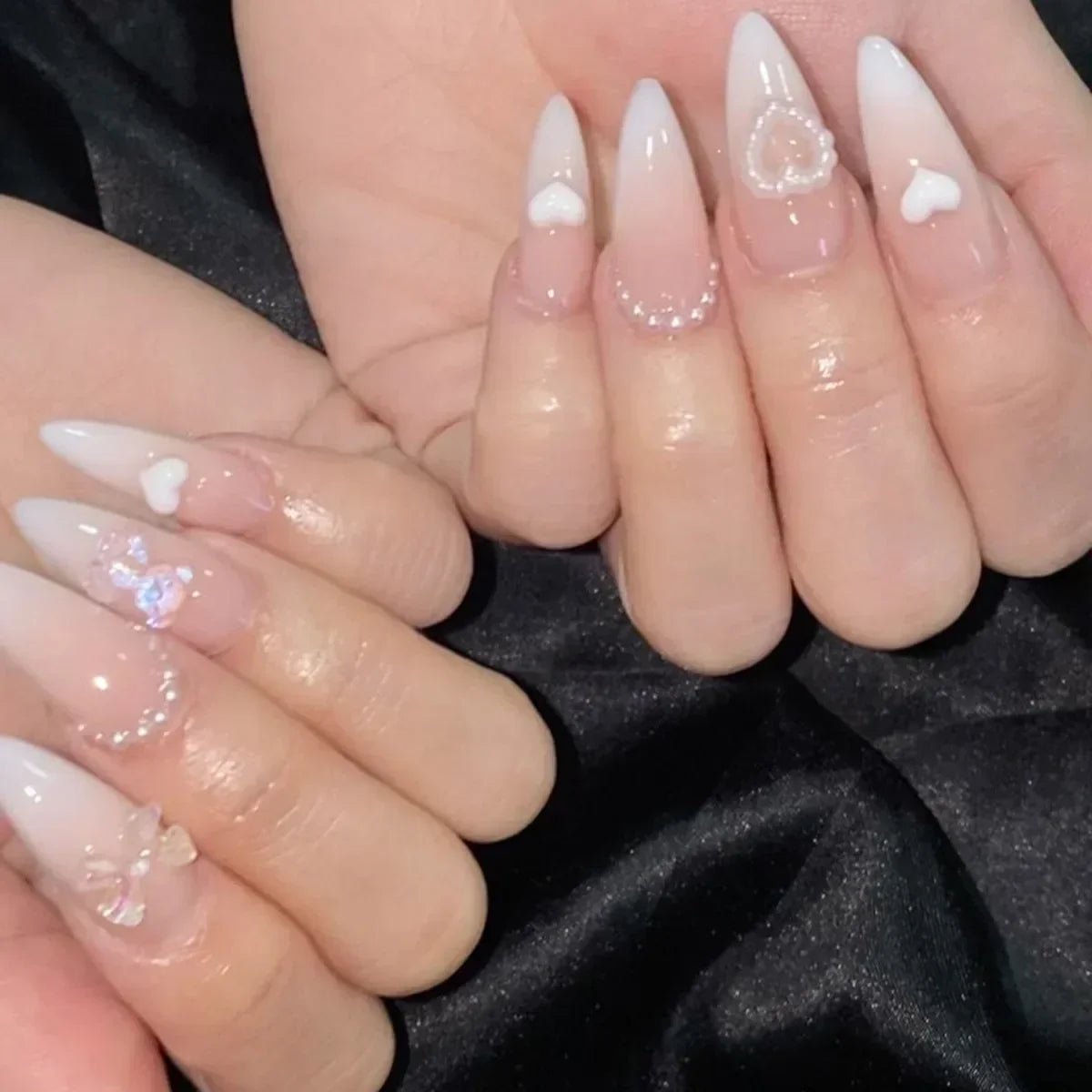 24Pcs Short Round Head Almond Fake Nails with Flowers Grass Pattern Wearable False Nails Tips Summer Full Cover Press on Nails - Gadget and Glam Shop