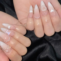 24Pcs Short Round Head Almond Fake Nails with Flowers Grass Pattern Wearable False Nails Tips Summer Full Cover Press on Nails - Gadget and Glam Shop