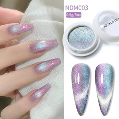 Blue Reflective Cat Magnetic Nail Powder Glitter Nail Art Gel Polishing Chrome Pigment Dust Metallic Chameleon Effect Decoration - Gadget and Glam Shop